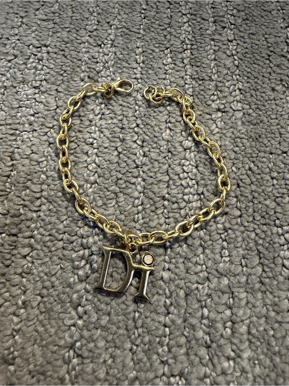 Diamond International Gold Letter Charm Chain Bracelet - 'Di' Pendant